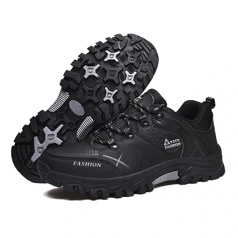 (image for) TENGOO Outdoor Hiking Shoes PU Soft Trekking Waterproof Lace-up Mountaineering Travel Walking Sneaker